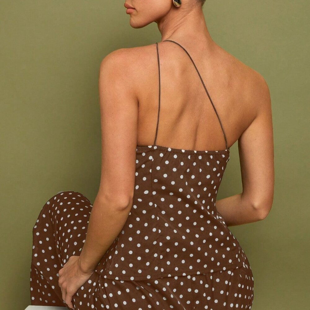 Casual Women's Polka Dot Print  top and pants Two Pieces Set - Picture 5 of 7